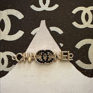 Beautiful Black and Gold Upcycled Chanel Connecter Charm